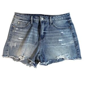 Time‎ and Tru Womens Size 8 High Rise Distressed Denim Jean Shorts